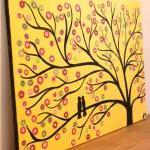 Yellow 30 X 20 Whimsical Tree Art Painting - Two..